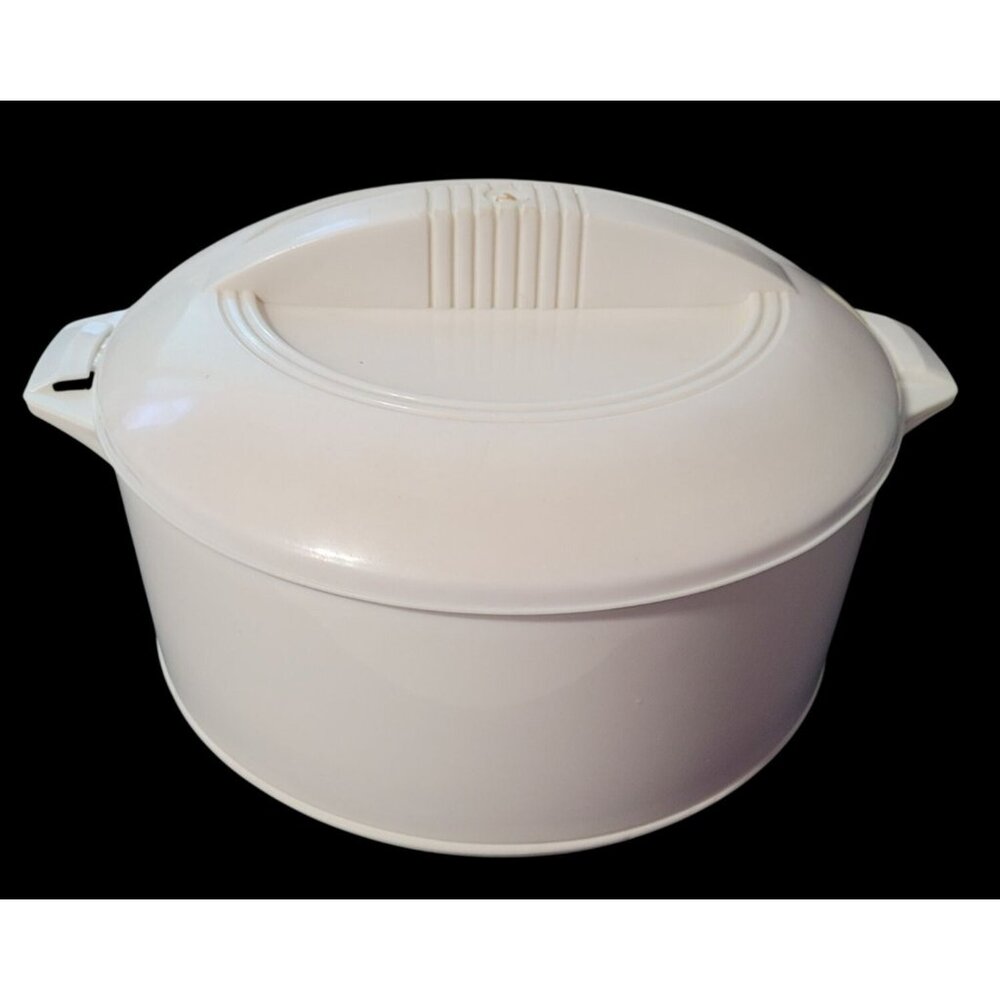 Insulated Food Storage Casserole With Lid - White & Stainless Steel‎ - 2 Handles
